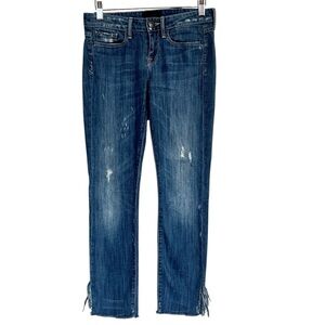 VINCE Women's Blue Ankle Skinny Jeans 25 Med Stone Washed Mid-Rise Slim Fit